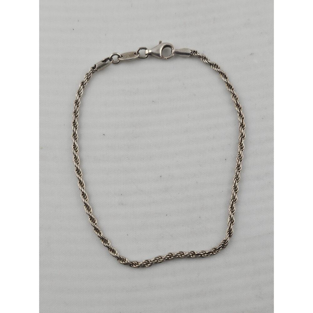 Ladies Dyadema 925 Sterling Silver Italy Vintage 7.25 " Rope Bracelet Petite - Picture 3 of 8